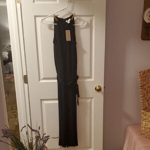 Michael Kors Elegant Black Jumpsuit with Gold Accents